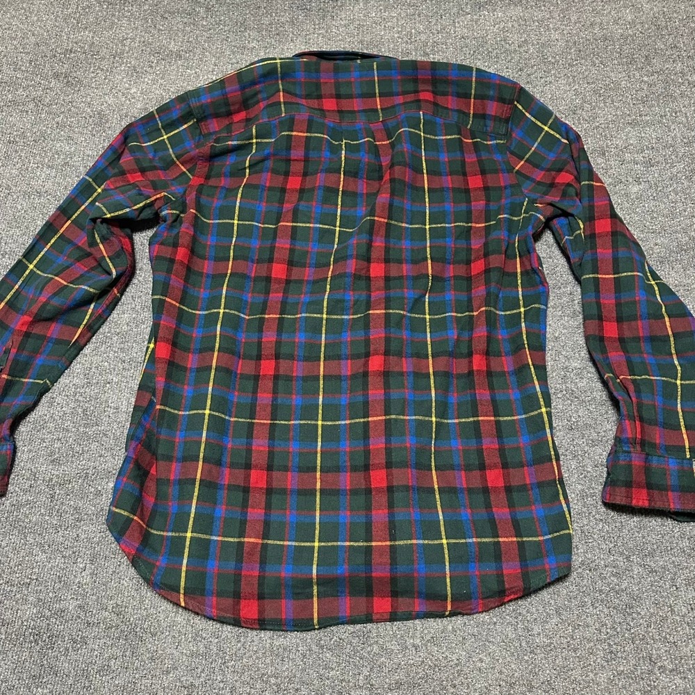 LL Bean Mens Slightly Fitted Flannel Shirt Plaid Red Green Blue Cotton M-REG - Picture 3 of 5